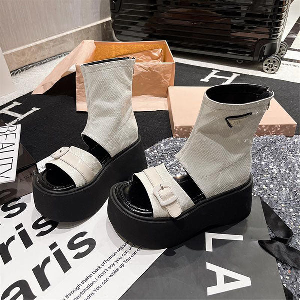 LF03 かっこかわいい 厚底 グラディエーターサンダル ショートブーツ サンダル