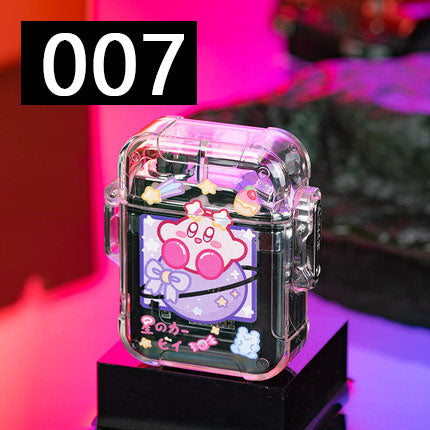 YQQ キャラクター USB充電 電子ライター 軽量 LED 防風 防水 電気ライター アウトドア キャンプ 登山 防災 地震対策 停電時などに適用