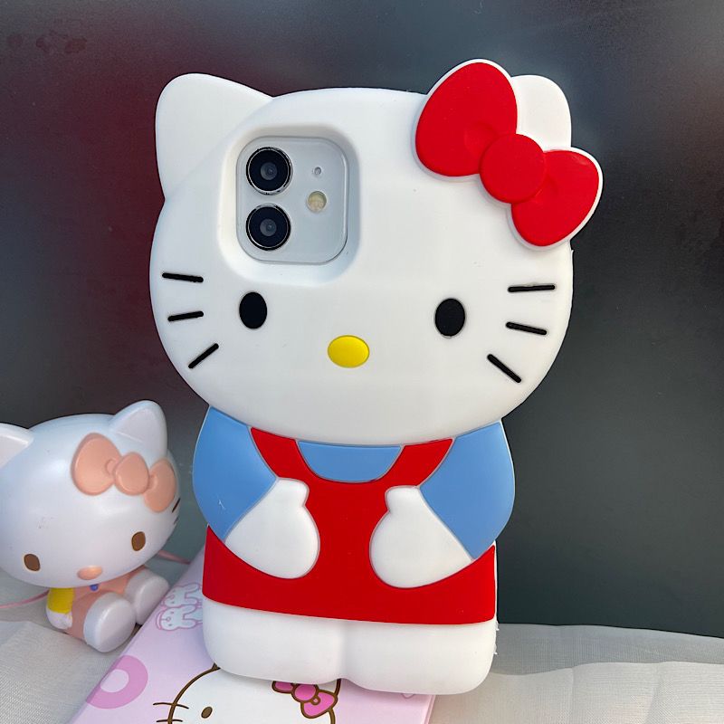 LF 立体 白 ハローキティ Hello Kitty シリコン携帯ケース スマートフォンケース
