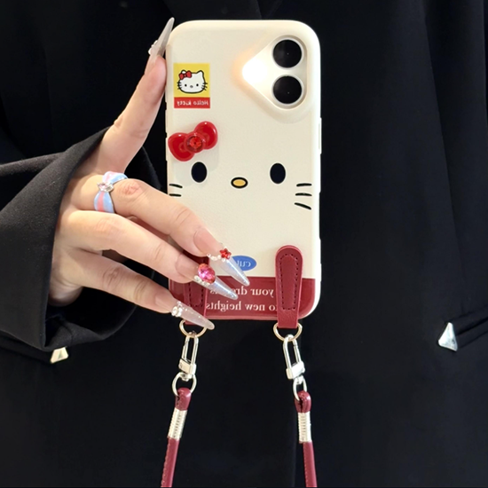 LF かわいい ハローキティ Hello Kitty スマホケース 携帯電話ケース 皮革紋