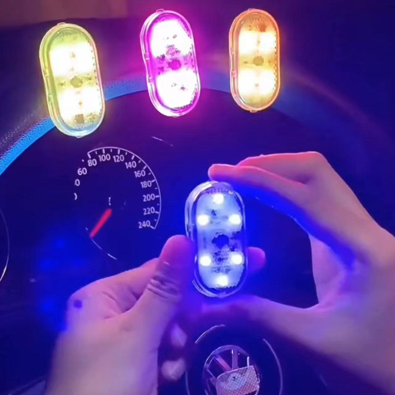 LF 車内LEDライト タッチセンサー式スイッチ 小型 ワイヤフリーマウント 2個入