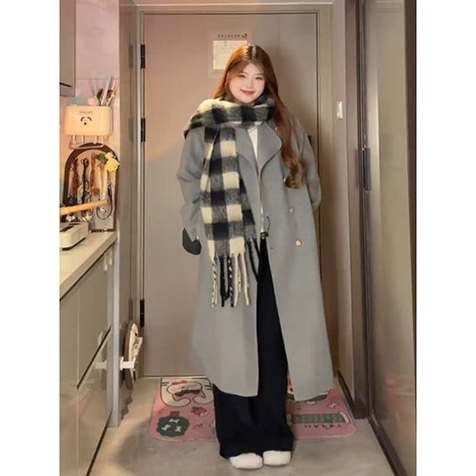 LF  グレー  高級感  ダブルボタン  ラシャコート  着痩せ