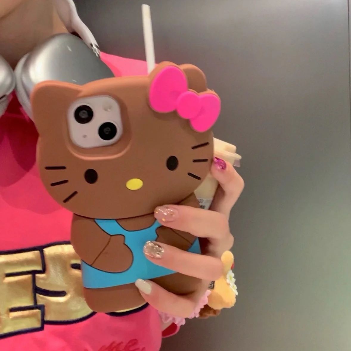 LF  立体  ハローキティ  Hello Kitty シリコン携帯ケース  スマートフォンケース  ブラック/ブラウン