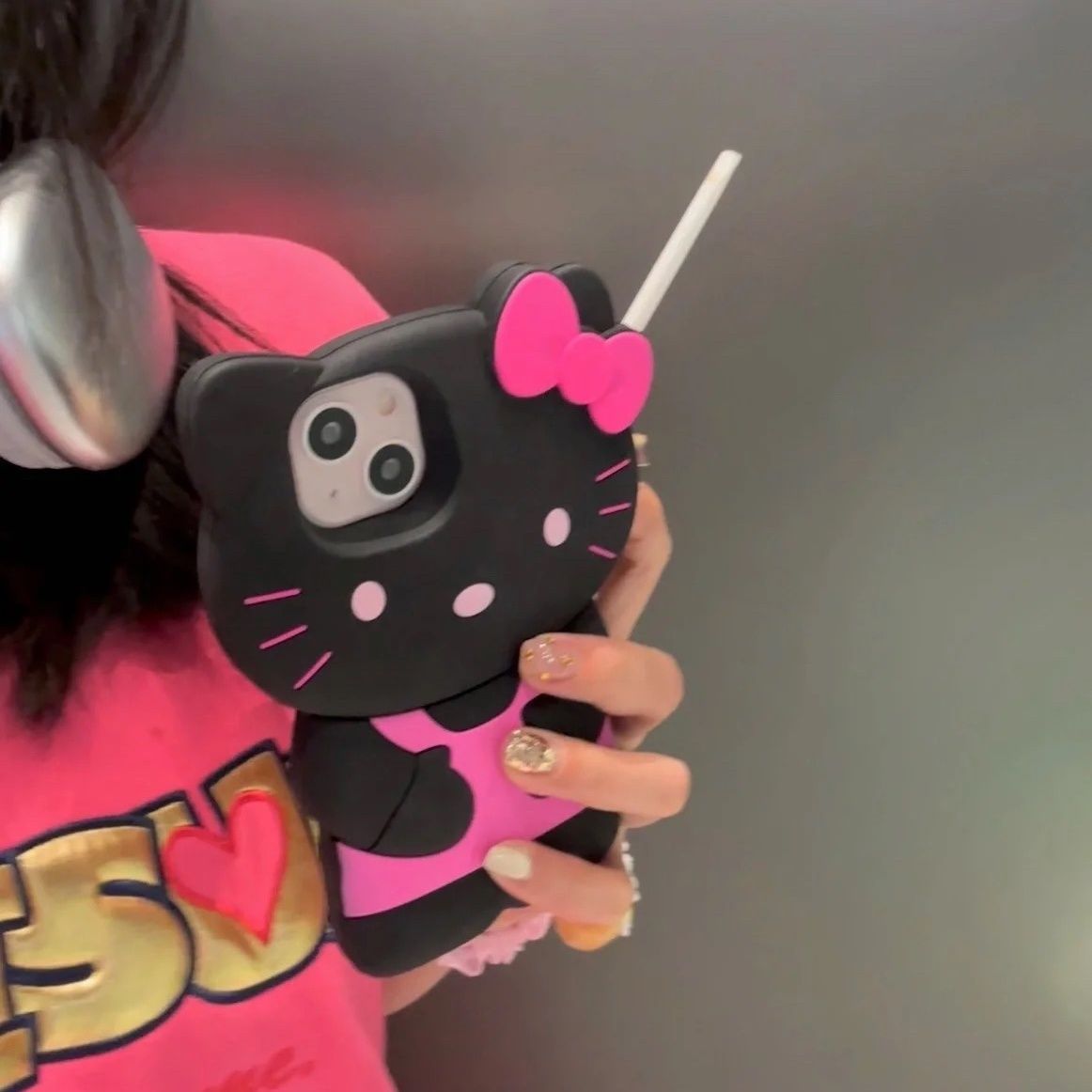 LF  立体  ハローキティ  Hello Kitty シリコン携帯ケース  スマートフォンケース  ブラック/ブラウン