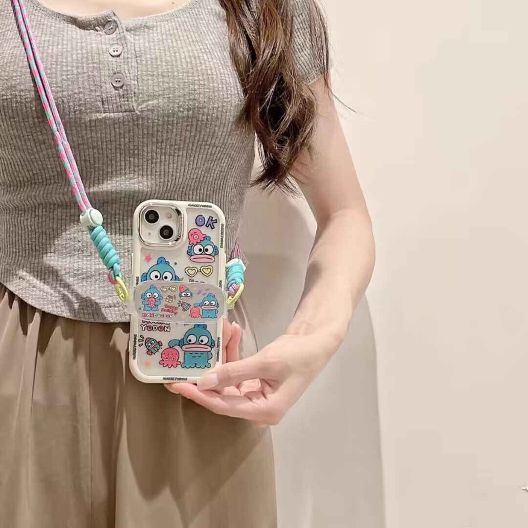 YQQ ハンギョドン スマホケース  携帯電話ケース  クランプ式ストラップ