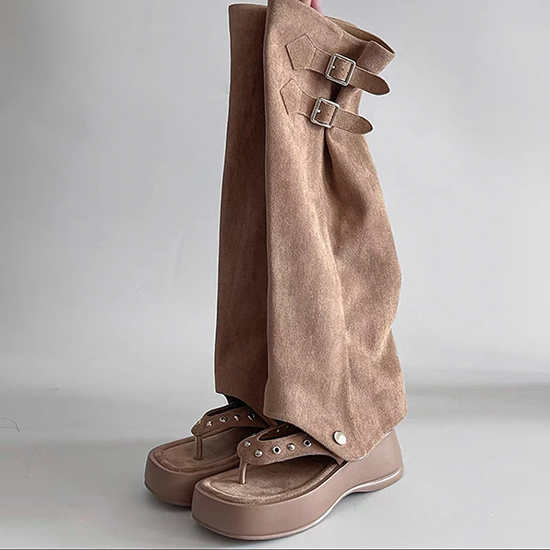 LF  厚底  サンダル  ロングブーツ  パンツブーツ  二通りの履き方の靴  かっこかわいい