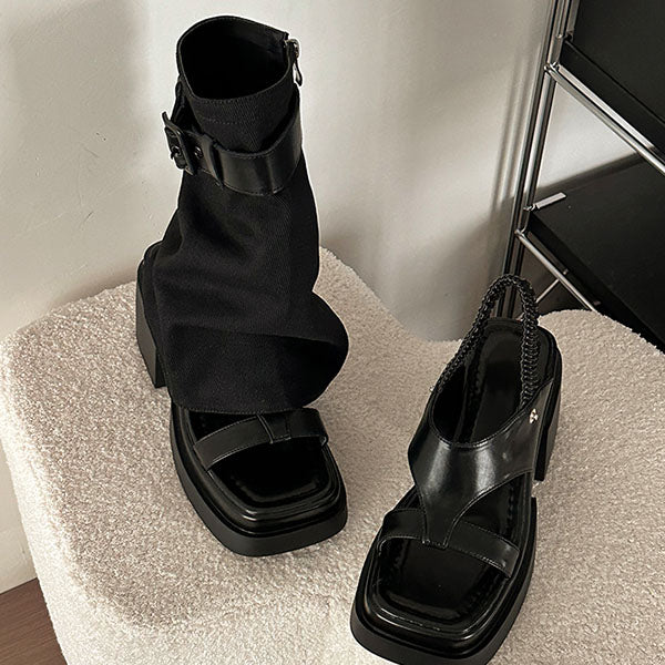LF  厚底  サンダル  ショートブーツ  パンツブーツ  二通りの履き方の靴  かっこかわいい