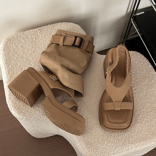 LF  厚底  サンダル  ショートブーツ  パンツブーツ  二通りの履き方の靴  かっこかわいい