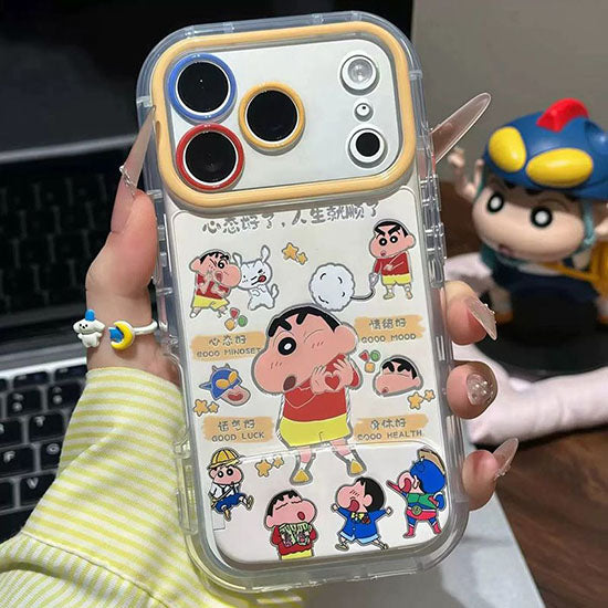 LF  スマホケース ミラースタンド付き 縦置き横置き対応 耐衝撃 可愛い アニメキャラクター