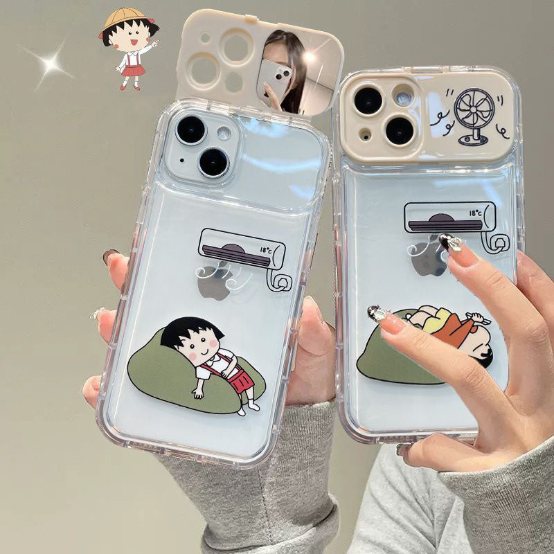 LF  ちびまる子ちゃん  スマホケース  携帯電話ケース  化粧鏡  スタンド  キャラクター