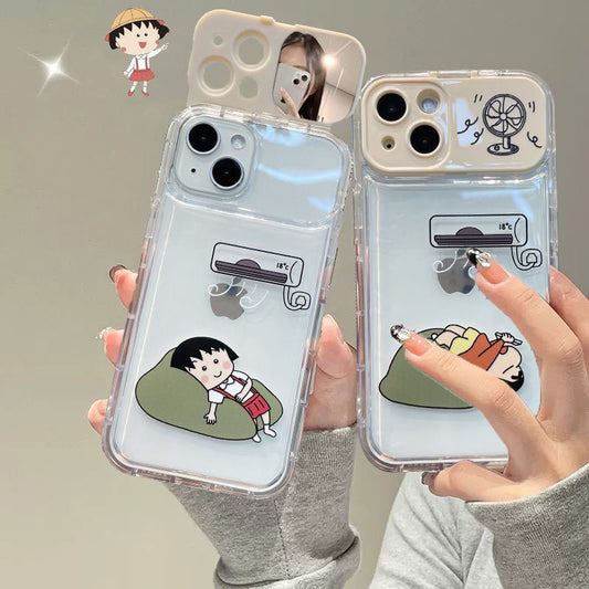 LF  ちびまる子ちゃん  スマホケース  携帯電話ケース  化粧鏡  スタンド  キャラクター