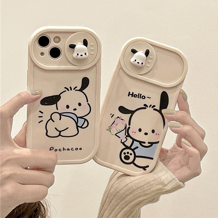 LF  ポチャッコ  スマホケース  プッシュプルウィンドウ  カメラ保護  携帯電話ケース  ホワイト