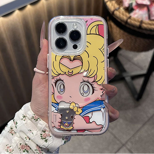 LF セーラームーン キャラクター ミラースタンド付きスマホケース | 可愛い 月野うさぎ デザイン