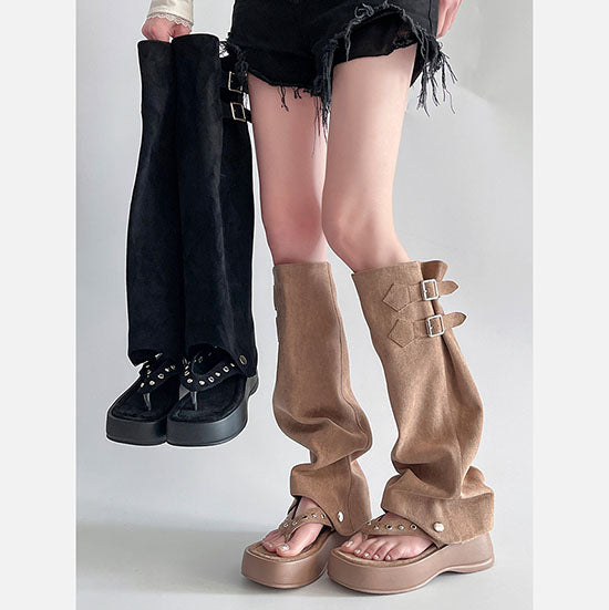 LF  厚底  サンダル  ロングブーツ  パンツブーツ  二通りの履き方の靴  かっこかわいい