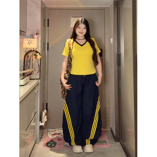 LF  着痩せ  ゆったりパンツ  ゴムロングパンツ  カジュアルスポーツパンツ
