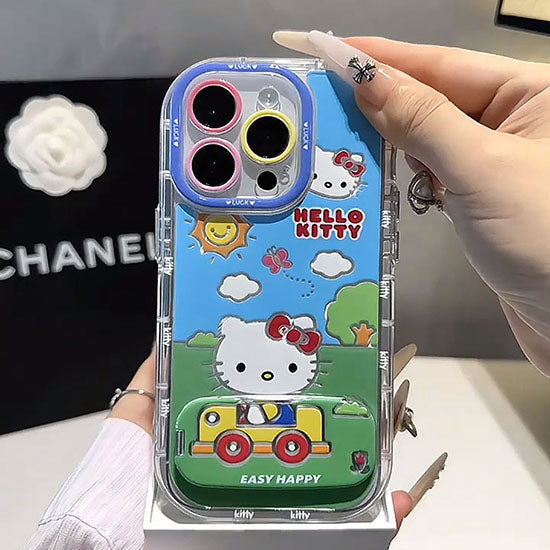 LF  かわいい  KT  化粧鏡付きスマホケース  携帯電話ケース  粘着式スマホホルダー付き