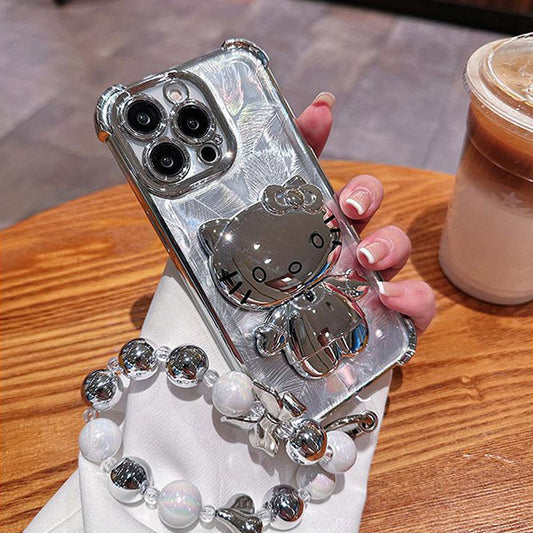 LF  シルバー  Hello Kitty  携帯電話ホルダー&隠し鏡  スマホケース  携帯電話ケース  ハローキティ