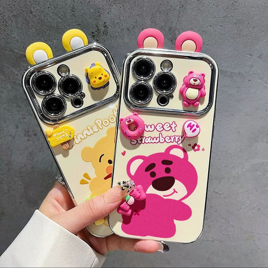 LF 可愛い プーさん&ロッツォ スマホケース  携帯電話ケース  立体耳