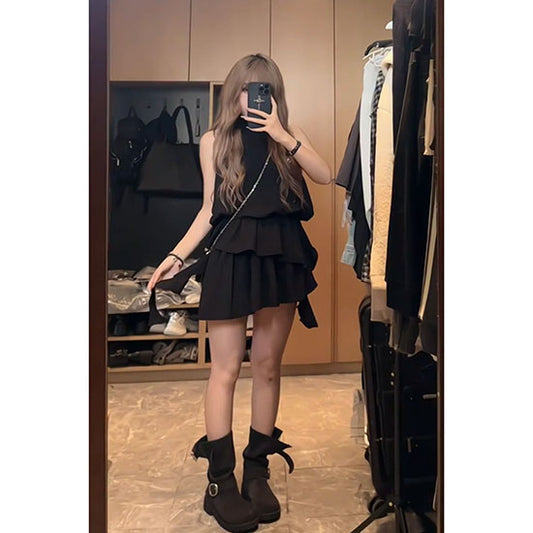 LF  不規則  ノースリーブワンピース  ウエストシェイプ  着やせ  Anne