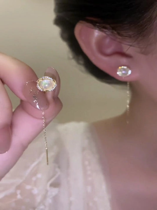 XYW 人魚ビーズ流蘇耳線コンパクトマイクロインサートデザイン感イヤリングシンプルな耳飾り