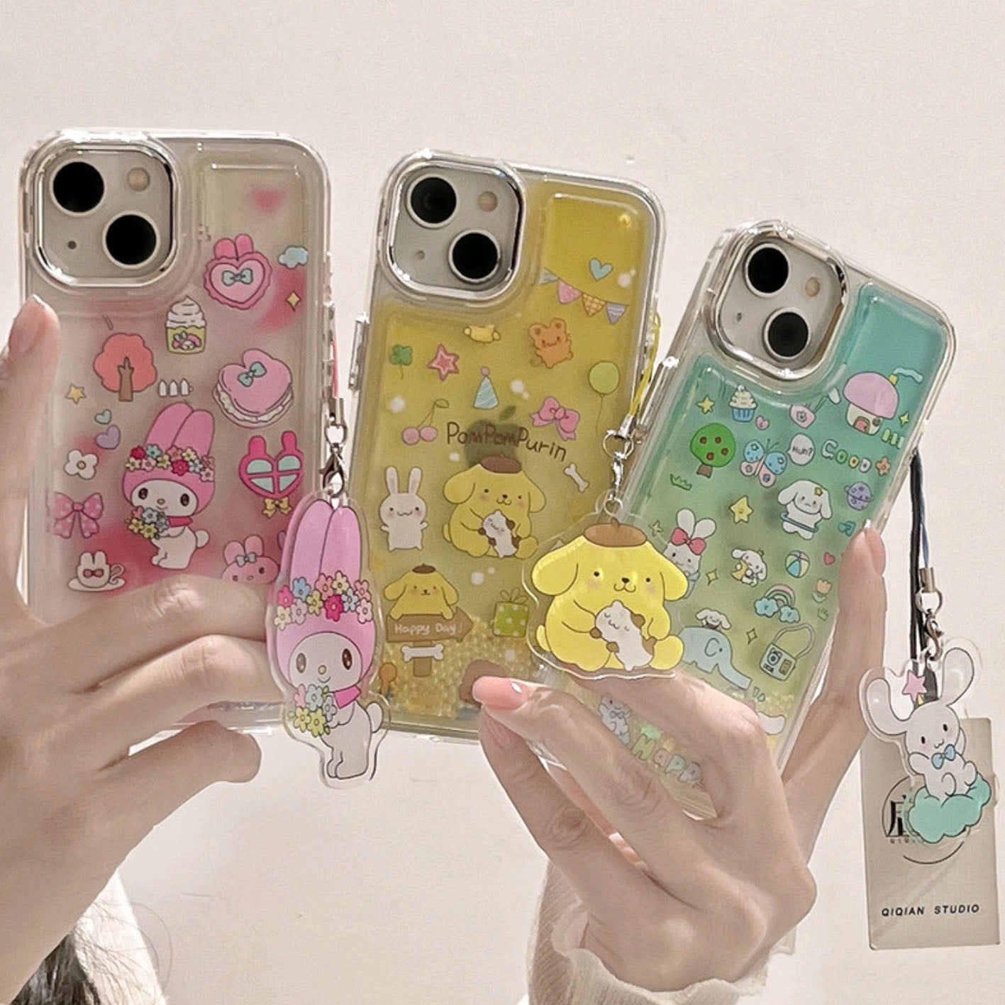 YQQ  可愛いサンリオ  流れるパール  スマホケース  携帯電話ケース