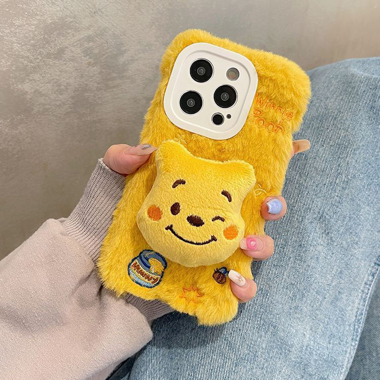 LF  モコモコ プーさん&ロッツォ  携帯ケース スマホケース  携帯電話ケース  スマホホルダー付き