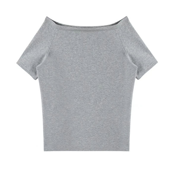 LF  ゆったり  カジュアル  斜め肩Tシャツ  オフショルダー 着痩せ  トップス Anne