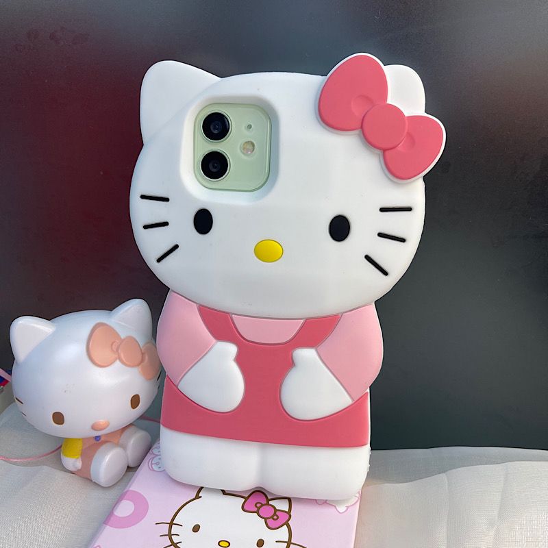 YQQ  立体  白  ハローキティ  Hello Kitty シリコン携帯ケース  スマートフォンケース