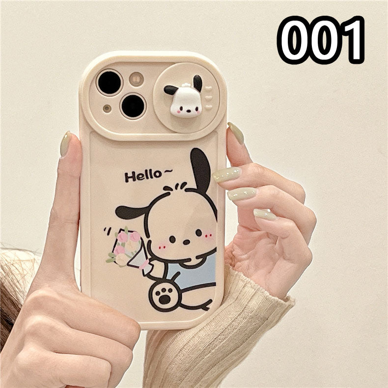 LF  ポチャッコ  スマホケース  プッシュプルウィンドウ  カメラ保護  携帯電話ケース  ホワイト