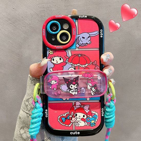 LF  可愛い  キャラクター  スマホケース  携帯電話ケース  クランプ式ストラップ  スマホショルダー