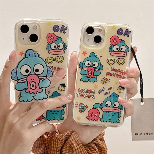 LF ハンギョドン  スマホケース  携帯電話ケース  粘着式スマホホルダー付き