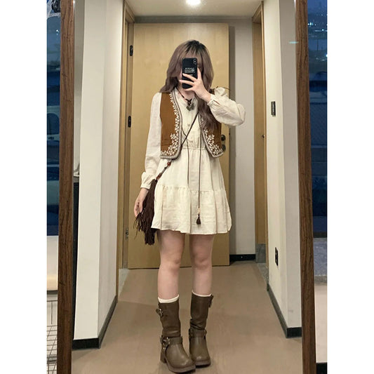 LF  ボヘミアンスタイル  セット  ワンピース + ベスト   着痩せ  オシャレ  Anne