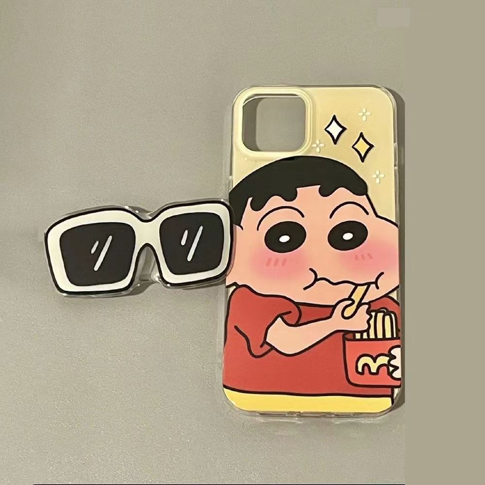 LF  サングラス  しんちゃん  スマホケース  携帯電話ケース  粘着式スマホホルダー付き
