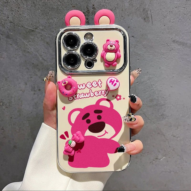 LF 可愛い プーさん&ロッツォ スマホケース  携帯電話ケース  立体耳