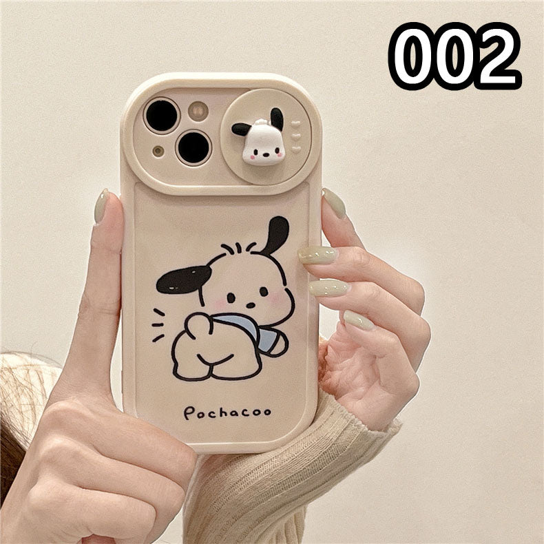 LF  ポチャッコ  スマホケース  プッシュプルウィンドウ  カメラ保護  携帯電話ケース  ホワイト