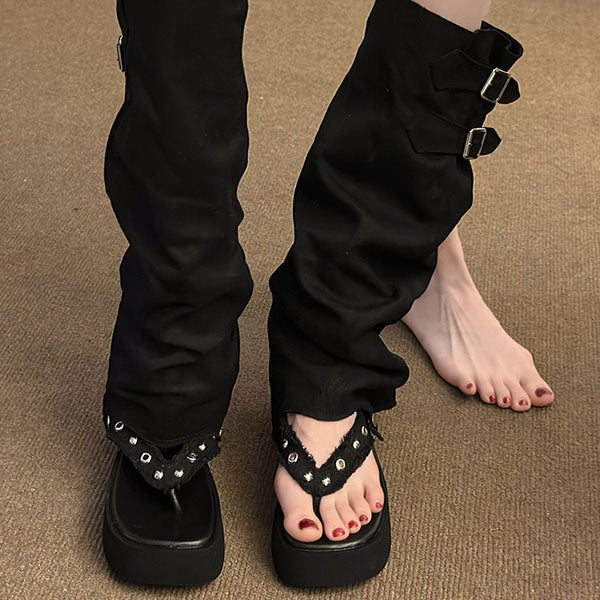 LF03  厚底  サンダル  ロングブーツ  パンツブーツ  二通りの履き方の靴  かっこかわいい
