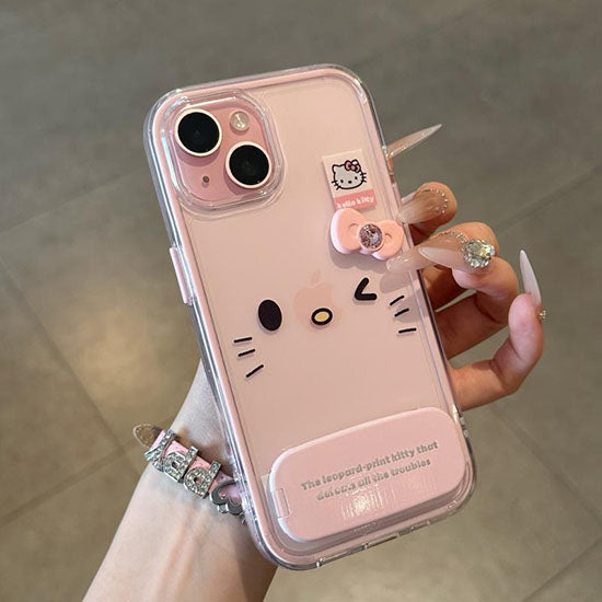 LF  立体リボン付きHello Kitty   スタンド機能付きスマホケース ミラースタンド付きスマホケース