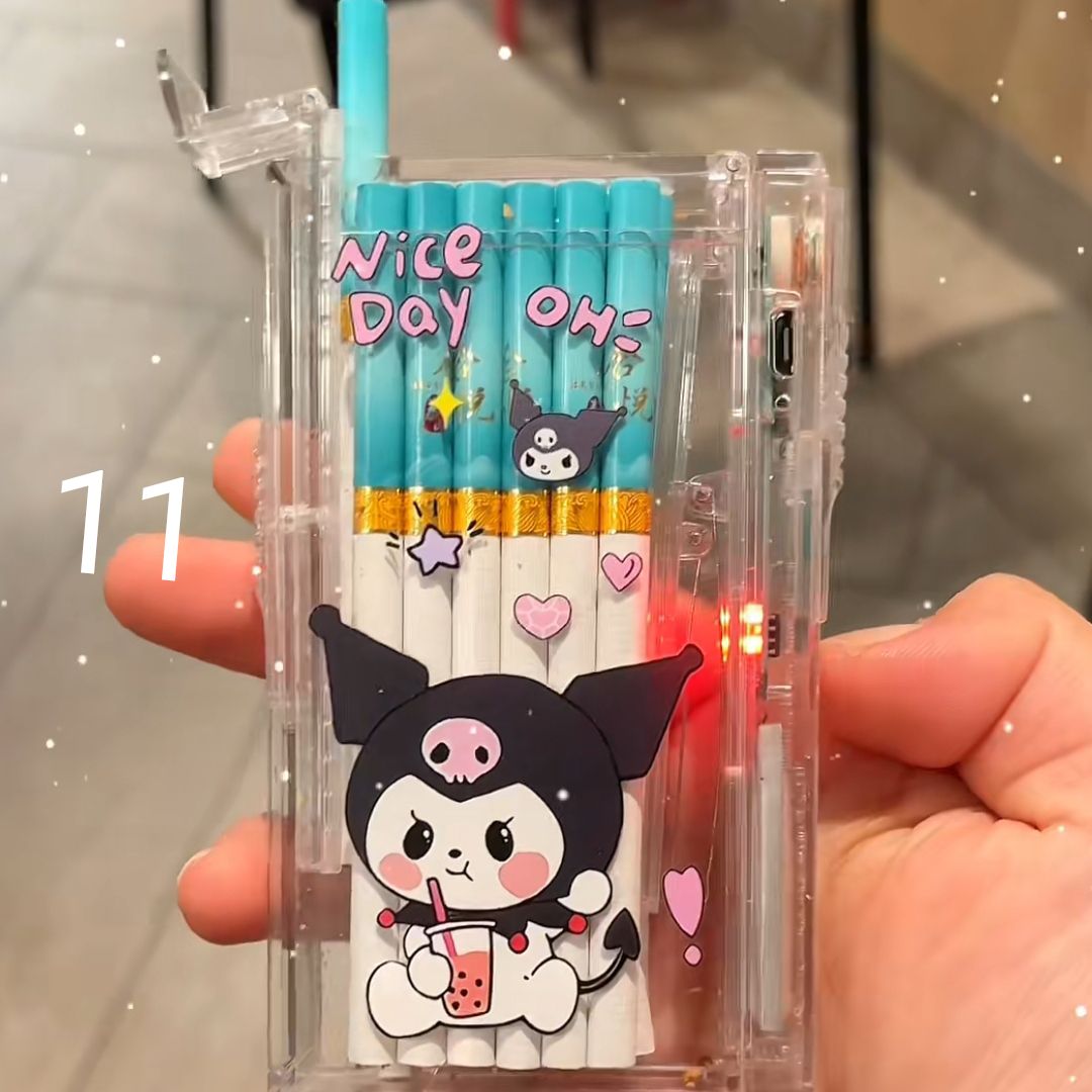 YQQA23 （ロングバージョン）可愛い充電ライター+タバコケース一体防風20本入り