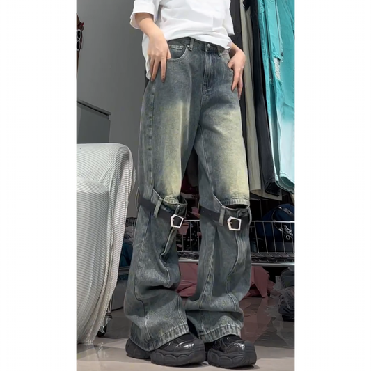 LF04  かっこいい  ダメージジーンズ  フレアパンツ  ひざオープンデザイン  オシャレ