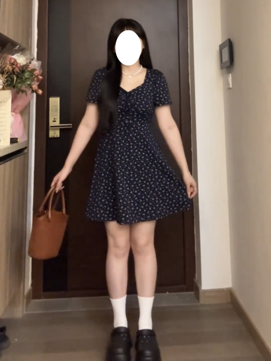 大きいサイズ半袖ワンピース女性夏お腹隠し着痩せ花柄スカート梨形ボディカジュアルスカートy7