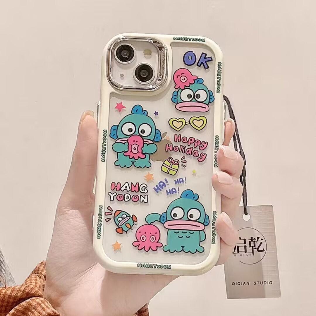 YQQ ハンギョドン スマホケース  携帯電話ケース  クランプ式ストラップ