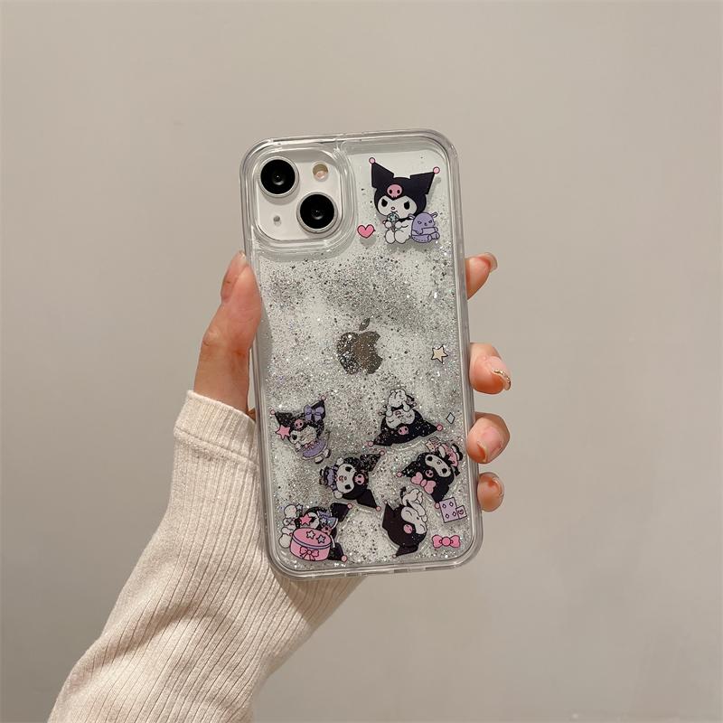 LF  クロミ&キティ キラキラ流れるグリッターケース スマホケース  携帯電話ケース