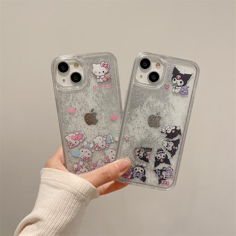 LF  クロミ&キティ キラキラ流れるグリッターケース スマホケース  携帯電話ケース