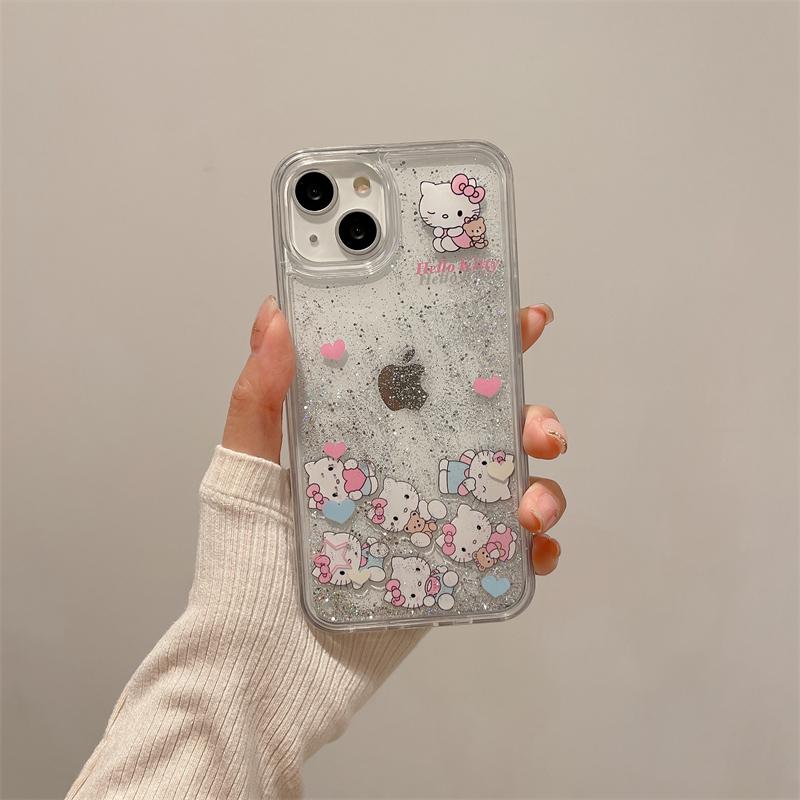 LF  クロミ&キティ キラキラ流れるグリッターケース スマホケース  携帯電話ケース
