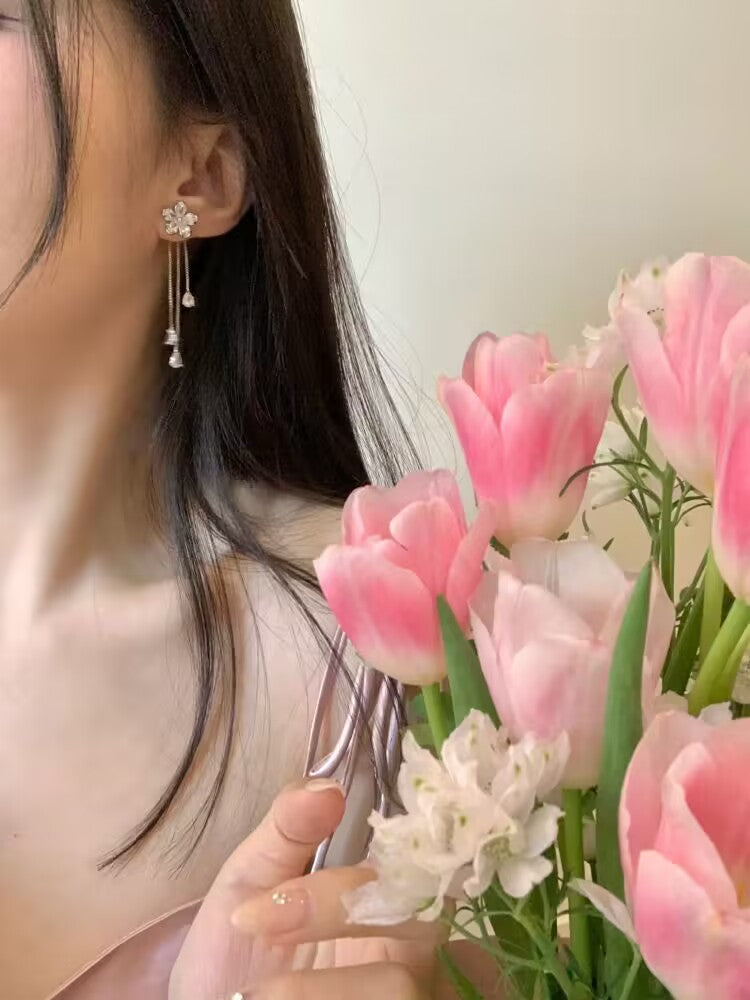 YQQ きらきら  フラワー 花  ピアス イヤリング
