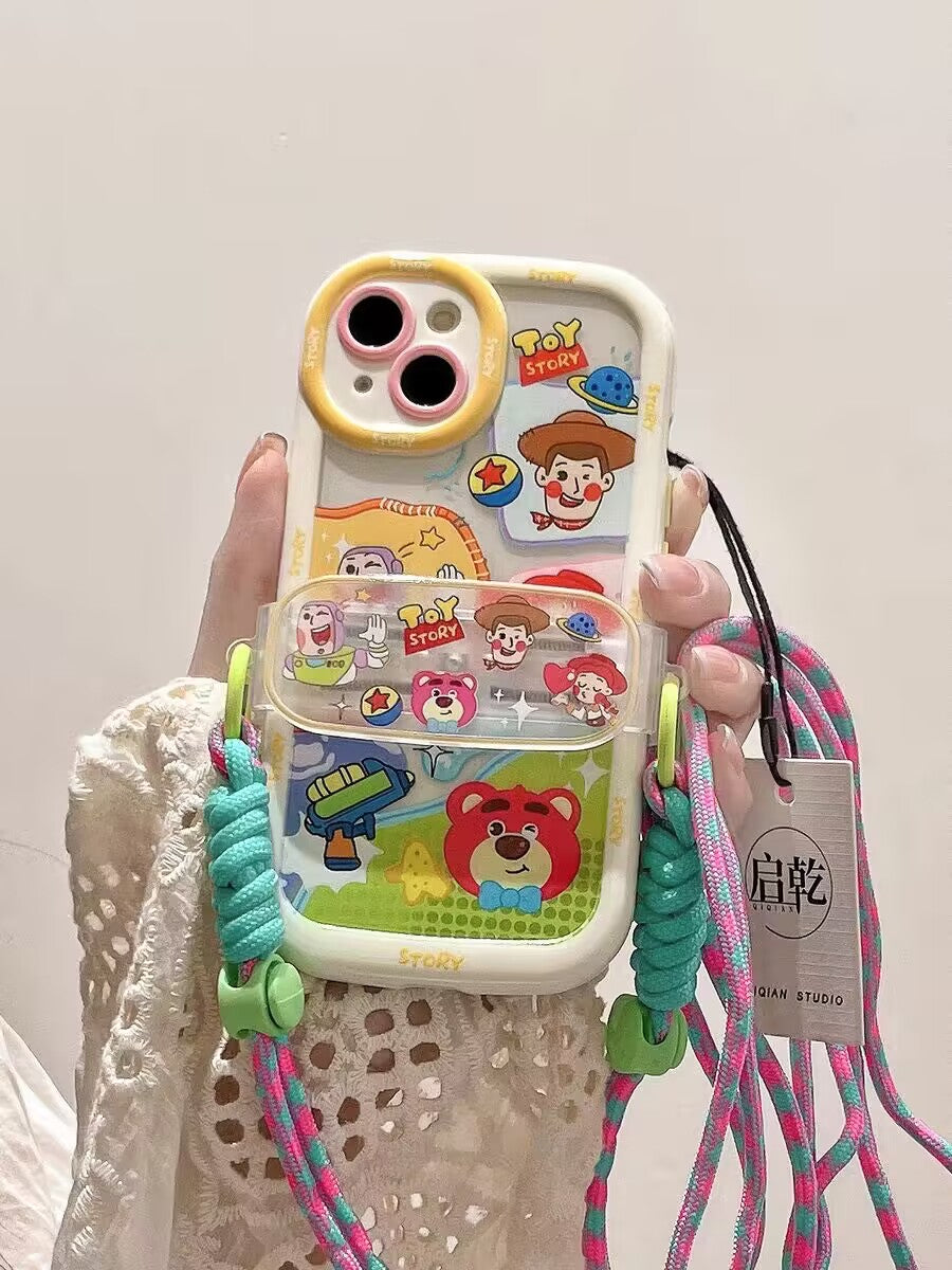 YQQ 可愛い  トイ・ストーリー  スマホケース  携帯電話ケース  クランプ式ストラップ