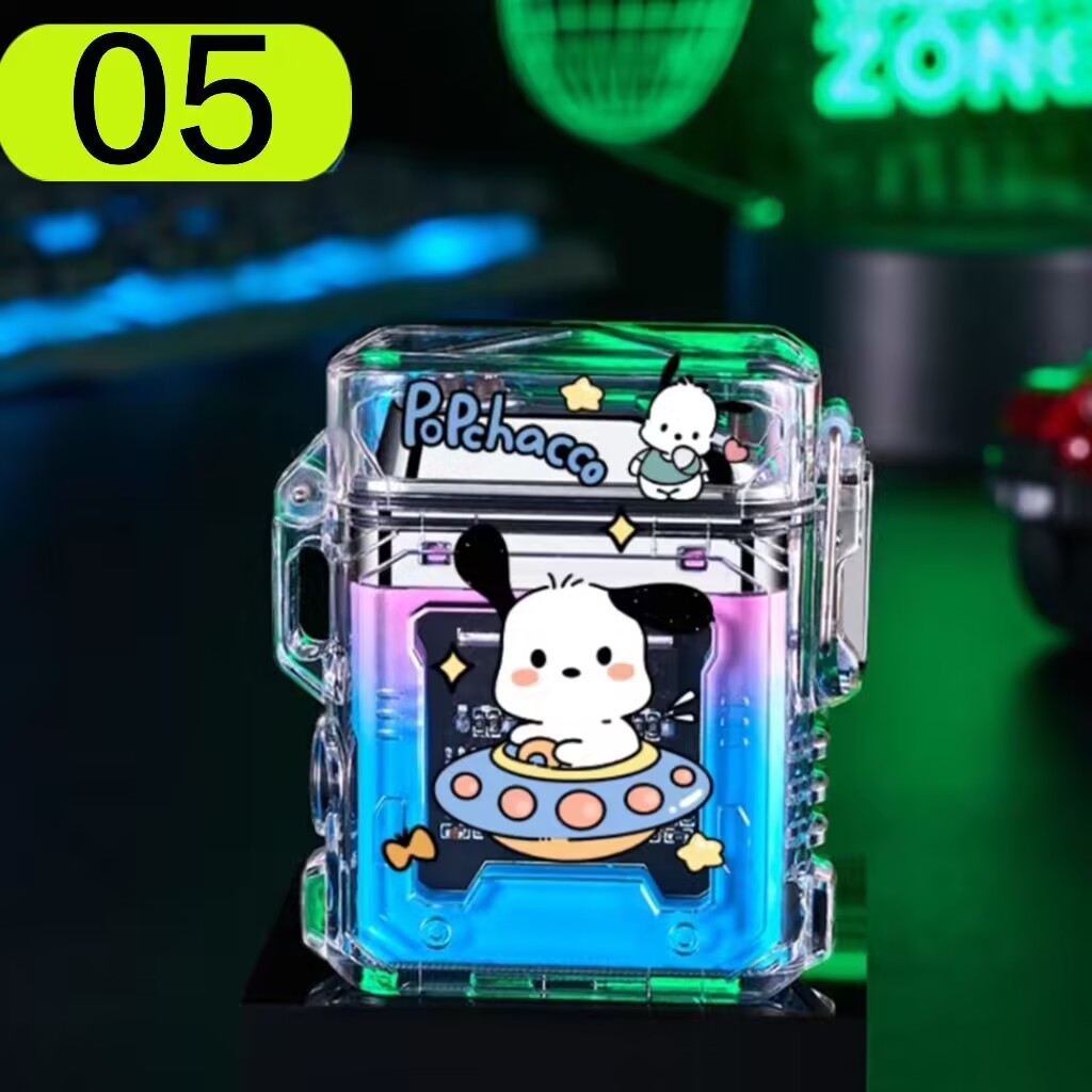 YQQ  USB充電  電子ライター  軽量 LED 防風 防水 電気ライター パウダーブルーのライター