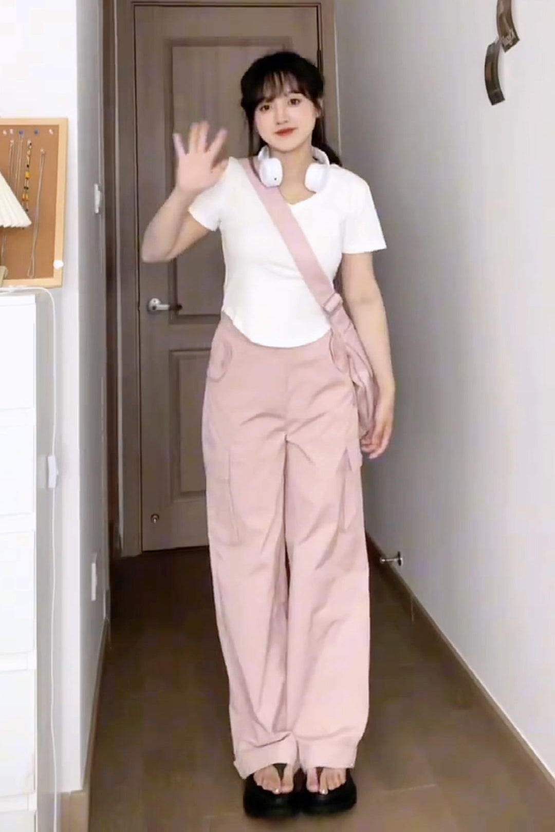 XYW  ピンク  大きなポケット  カーゴパンツ  ストリート  ギャル