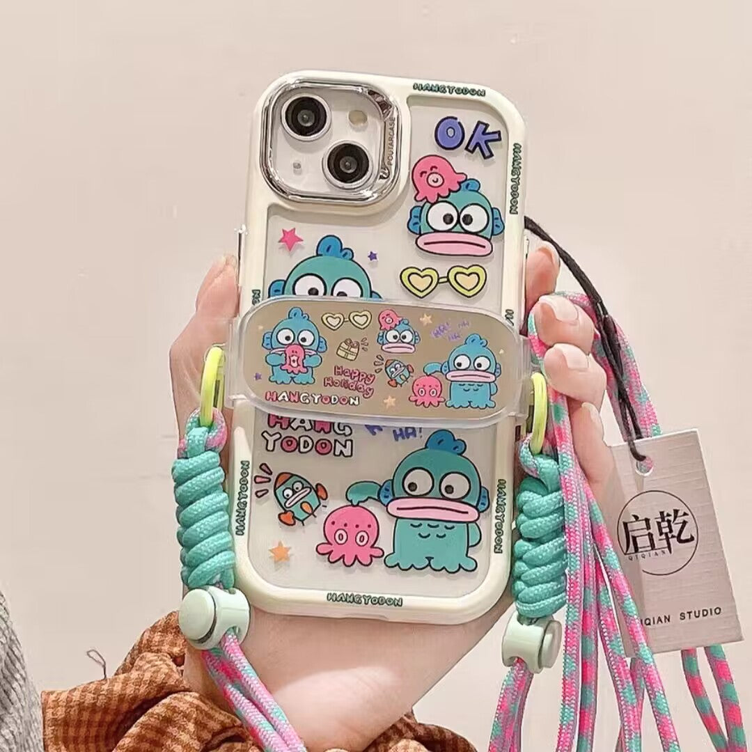 YQQ ハンギョドン スマホケース  携帯電話ケース  クランプ式ストラップ
