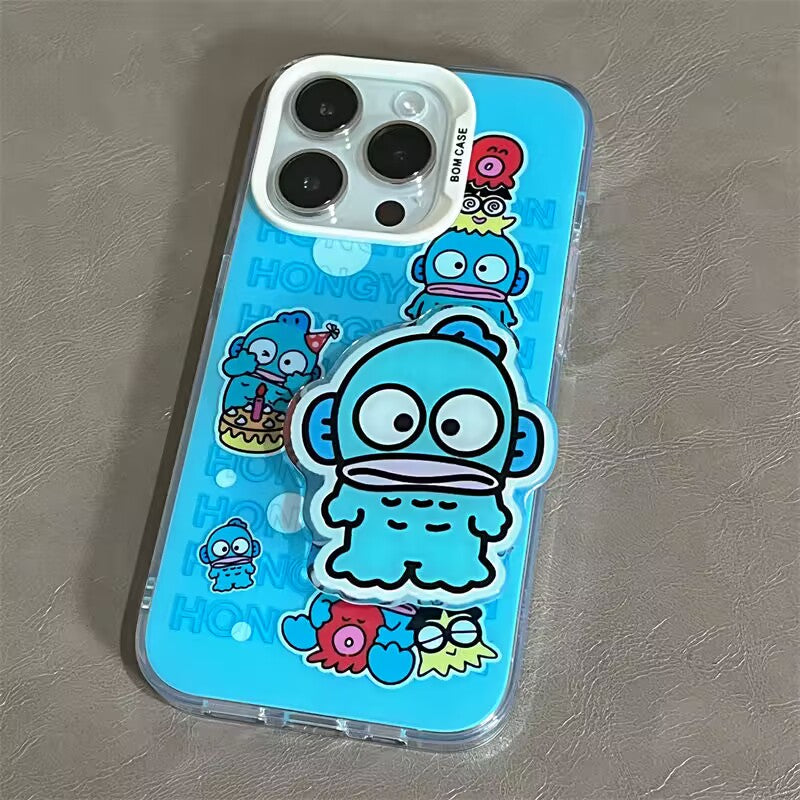 YQQ ハンギョドン スマホケース  携帯電話ケース  粘着式スマホホルダー付き